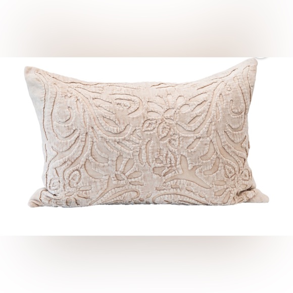 Creative Co-op Cotton & Linen Lumbar Pillow Embroidered with Ornaments